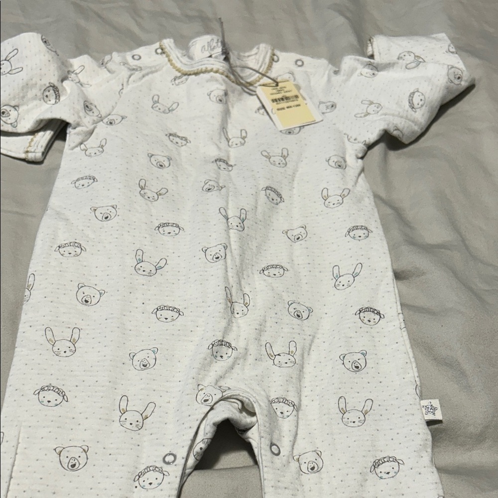 Adorable White Animal Print Kids One Piece